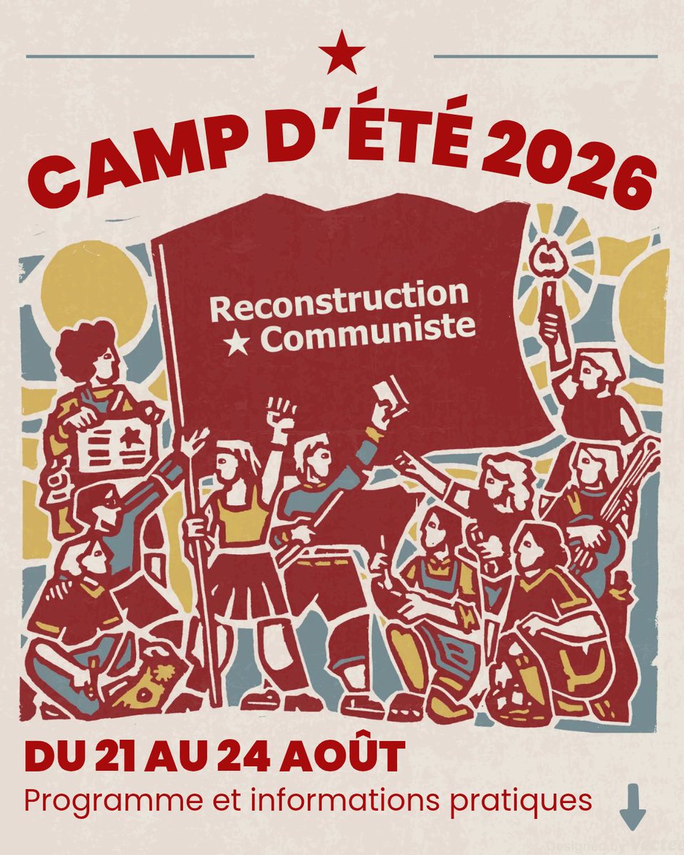 ReCommuniste's tweet photo. ☀️ Du 21 au 24 août aura lieu la 4ème édition du Camp d'été de Reconstruction Communiste.

Intéressé ? Contacte-nous si tu souhaites participer ou plus d'informations ! https://t.co/rj4z4IXTVy