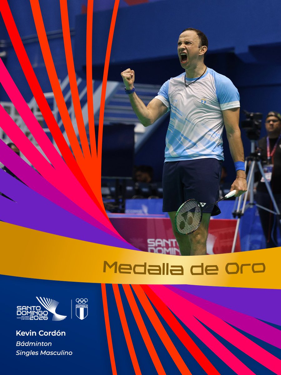 COGuatemalteco's tweet photo. ¡KEVIN DE ORO! 🏸🥇Histórico, inmenso, letal. Guerrero de pura cepa y hoy, de nuevo, campeón de los Juegos Centroamericanos y del Caribe. 👑 Kevin Cordón no deja de escribir la historia. ¡Felicidades campeón!  💙🇬🇹

#GuatemalaEnSantoDomingo2026 #PasiónPorGuatemala https://t.co/skiKBUGVwu