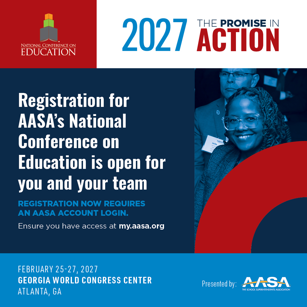 AASAHQ's tweet photo. Every superintendent carries a unique #PublicEducationPromise for their district. At NCE2027, we'll explore how to turn that promise into action through bold strategies, shared experience, and innovative thinking.

Register today: https://t.co/fN4reumPxu

#NCE2027 https://t.co/AjfHzRnY7i