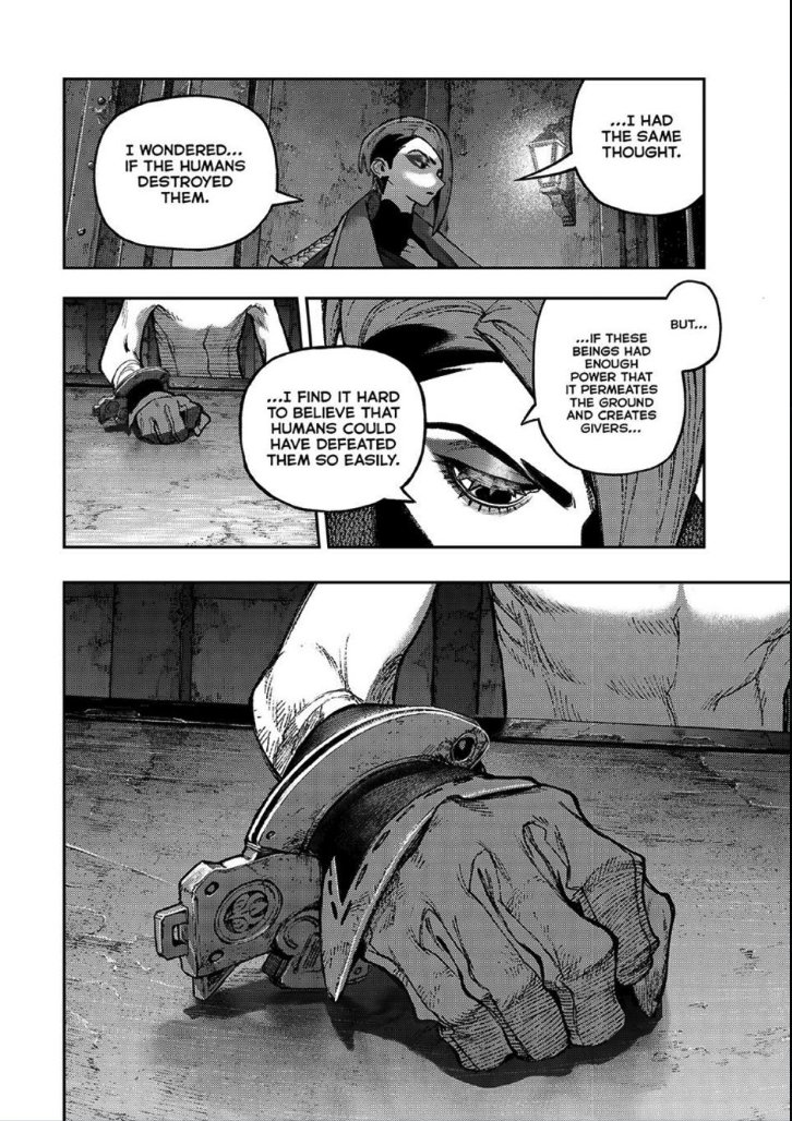 bitcrushpoet's tweet photo. The cuff on the glove.
Kyouka realized the humans found a way to imprison the gods and utilize their powers.
The Surebrecs (Cerberus gaurdian of hell) and Hellguard.
The apostles had a job and it was to keep the gods restrained. Keep them from vengeance. Holding back hell. https://t.co/TM83pCLopQ