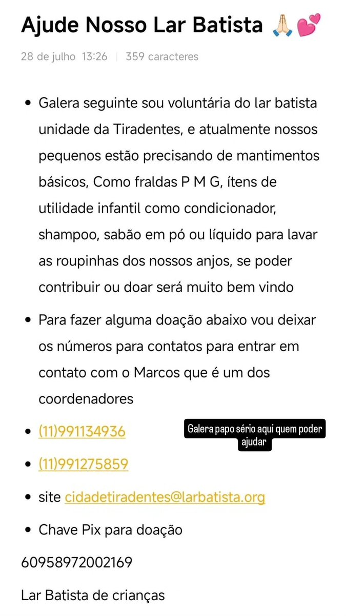 bad__1987's tweet photo. Galera quem poder ajudar gente, fazer o bem nunca e demais e podem compartilhar também eu agradeço para alcançar mais gente para ajudar nossos anjos 💕♥️🙏🏻
#doacao #voluntario #fazerobem #criancas https://t.co/5UuzyrTrpk