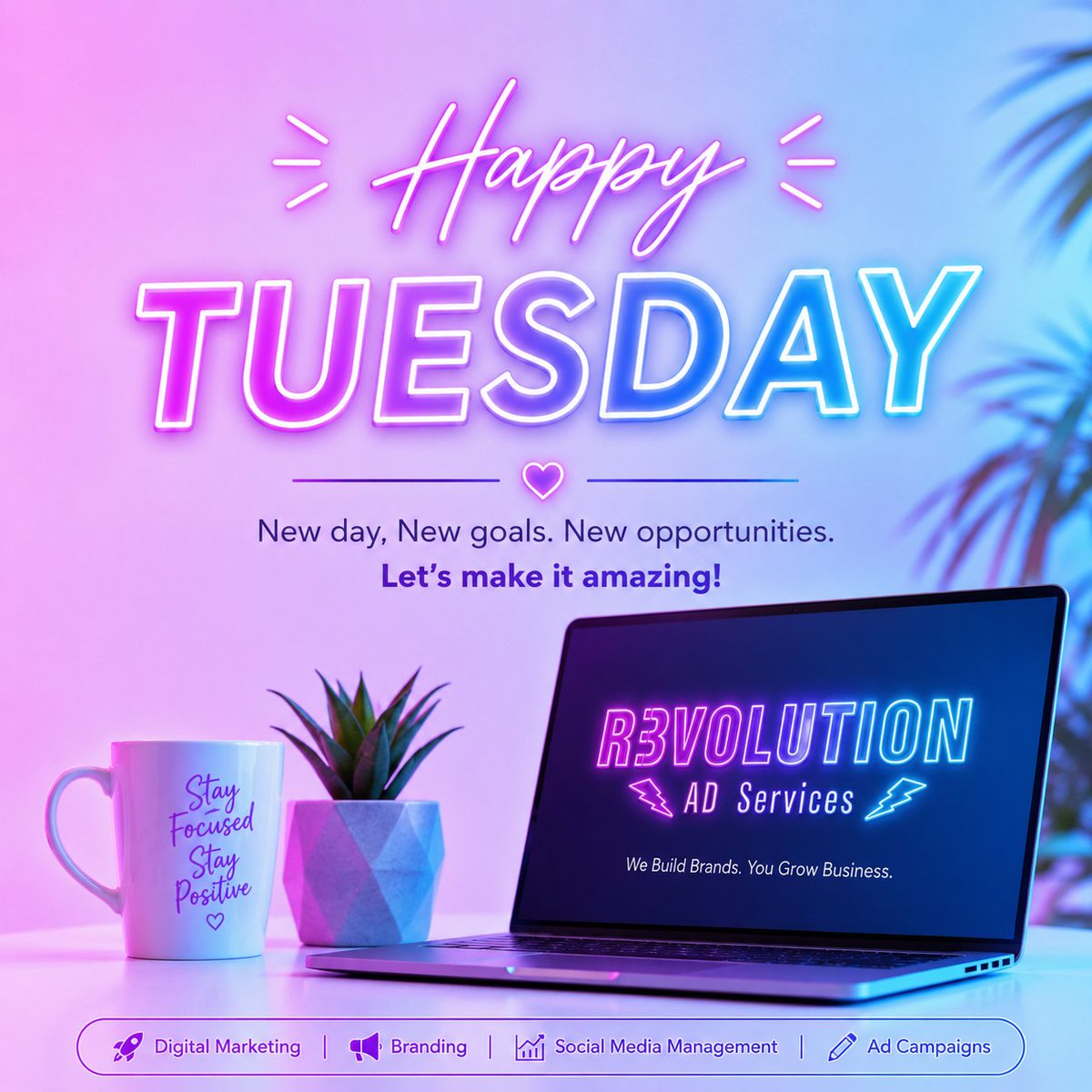 RevolutionADSer's tweet photo. ☀️ Happy Tuesday!
Stay focused, stay positive, and make today count. Wishing you a successful, productive, and inspiring Tuesday! 💜✨
#HappyTuesday #TuesdayMotivation #TuesdayVibes #GoodMorning  #ProductiveDay #SuccessMindset #TuesdayGoals #Inspiration #R3volutionAdServices https://t.co/JH0yxnHKEF