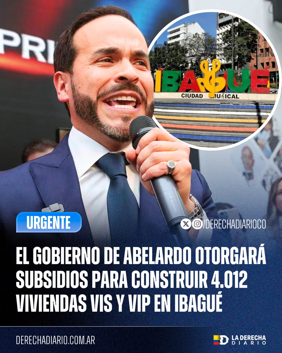 DerechaDiarioCO's tweet photo. 🚨🇨🇴 | GRAN NOTICIA: El presidente electo, Abelardo de la Espriella respondió a una de las principales necesidades de Ibagué y su Gobierno hará realidad 4.012 viviendas VIS y VIP para ejecutar “Mi Casa Milagro”, el proyecto presentado por la alcaldesa Johana Aranda durante el Empalme Territorial.