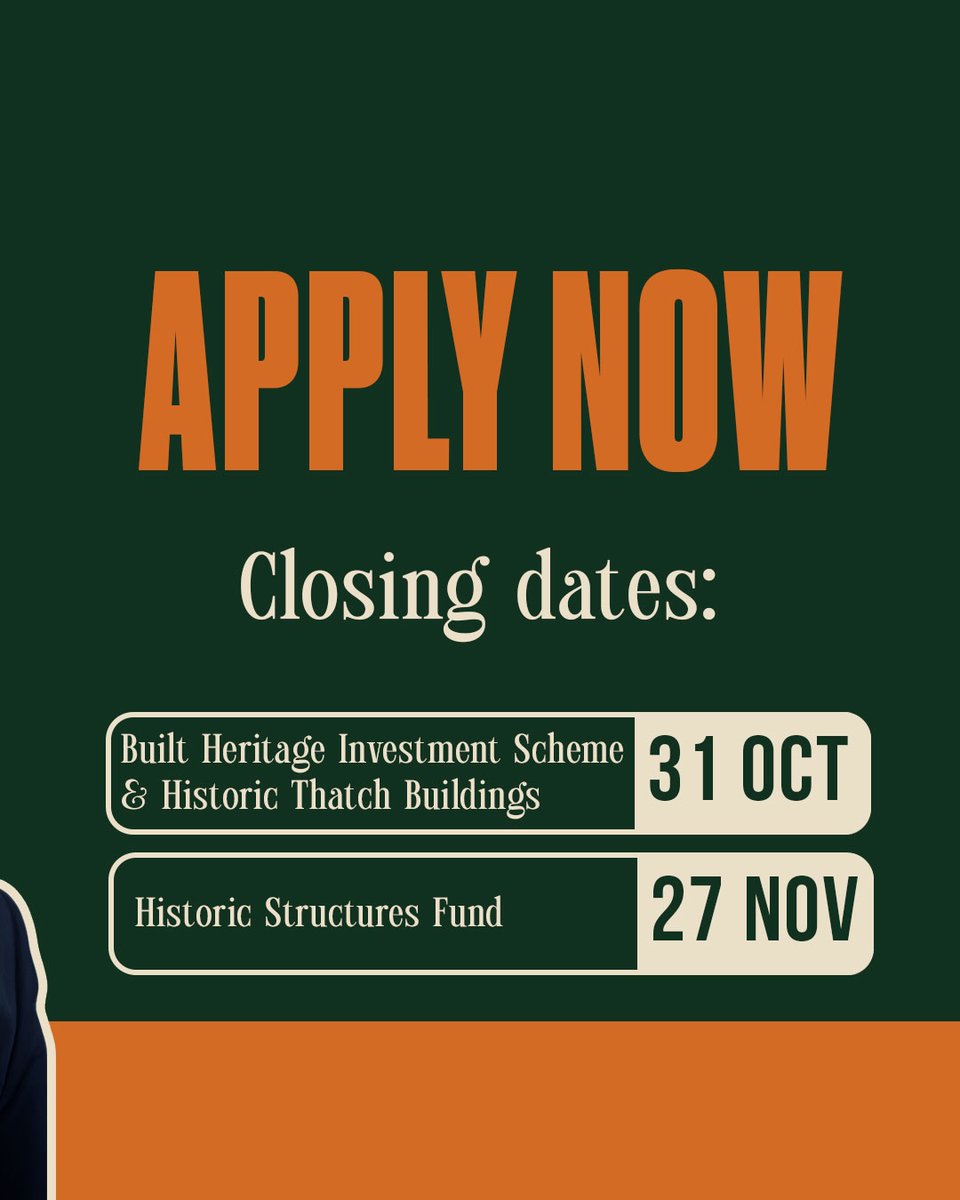 fiannafailparty's tweet photo. 🏛️ Applications are now open for the 2027 Built Heritage funding schemes!

🇮🇪 Fianna Fáil is protecting Ireland's historic buildings, preserving our architectural heritage and supporting traditional building skills for future generations. https://t.co/TAt0Sw6VGW