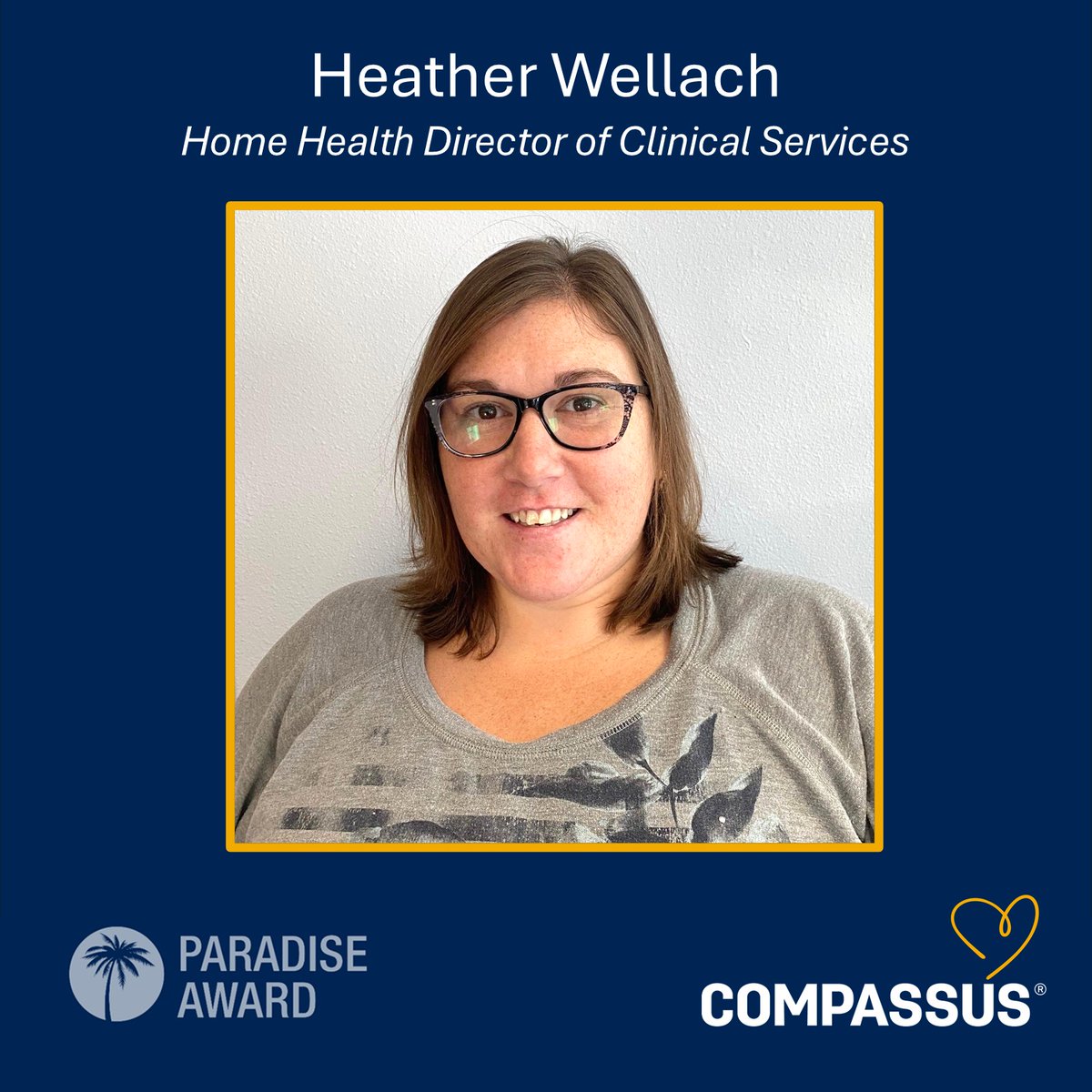 compassus's tweet photo. We’re honored to celebrate Compassus Home Health Director of Clinical Services Heather Wellach in Marshfield, WI, as a recipient of July's Paradise Award 🎉 

Visit Marshfield Home Health at https://t.co/TzhrDVnXN5.

#Compassus #HomeHealthCare #LeadershipExcellence #MarshfieldWI https://t.co/CtxZs6qHiP