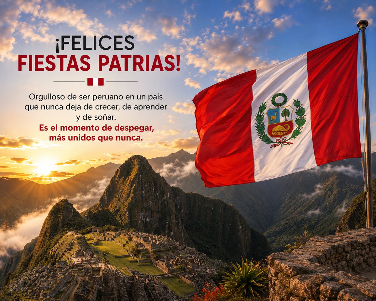 misotoji's tweet photo. ¡Felices Fiestas Patrias!

Hoy más que nunca, es momento de mirar al futuro con optimismo, trabajar unidos y seguir construyendo un país con mejores oportunidades para todos.

¡Que viva el Perú! 🇵🇪 https://t.co/1HifBsWb0V