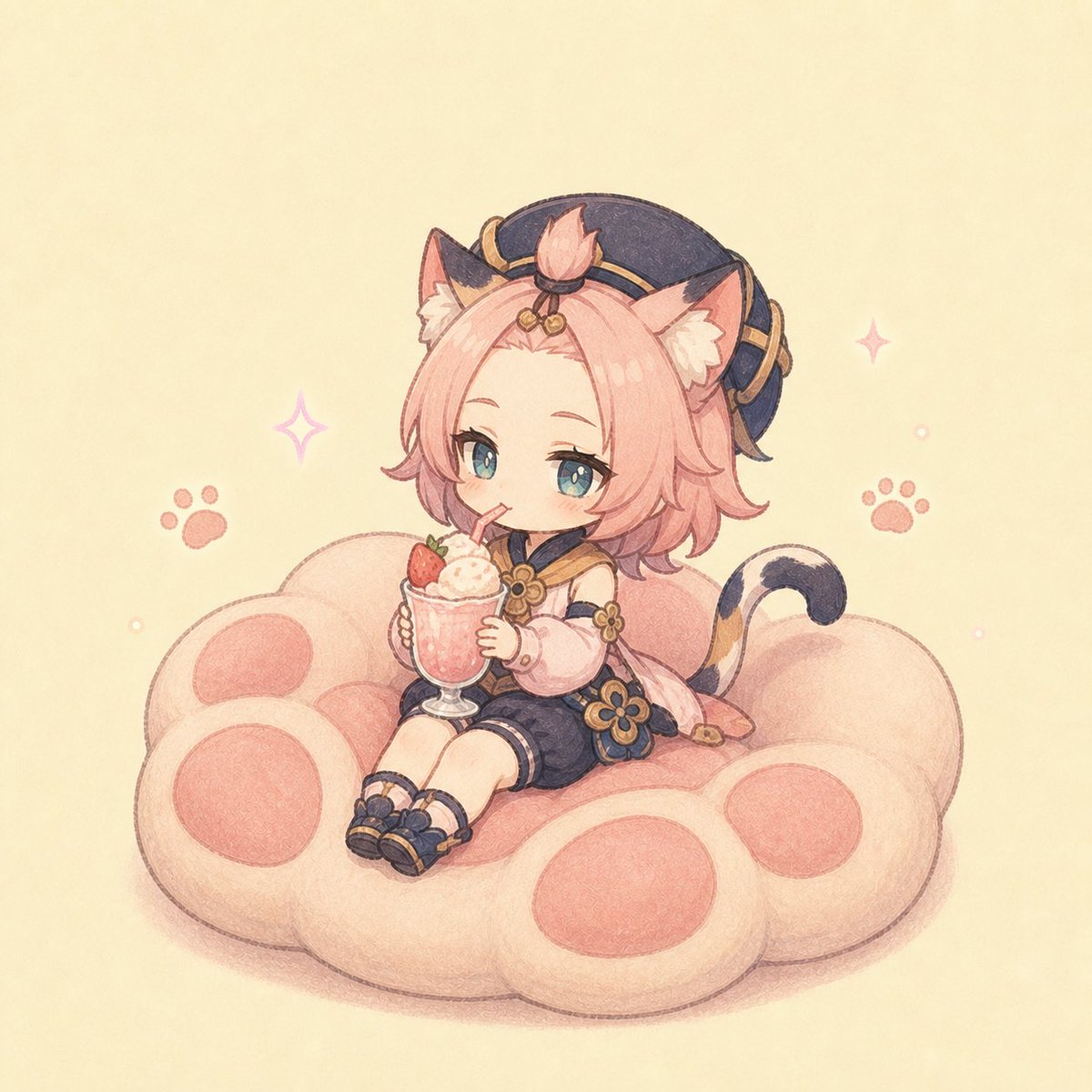 pochime_'s tweet photo. いちごミルクフロートをひとくち。今日のごほうびは、ゆっくり味わおう🐾🍓
#原神 #ディオナ https://t.co/20RkxXpRp0