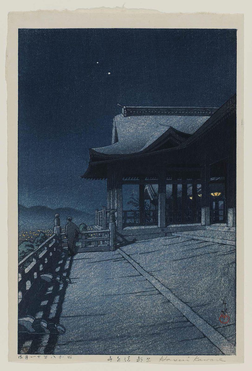tsukironin's tweet photo. Hasui Kawase (川瀬巴水, 1883 – 1957) 

Kiyomizu-dera Temple in Kyoto (Kyôto Kiyomizu-dera), from the series Collected Views of Japan II, Kansai Edition (Nihon fûkei shû II Kansai hen)

日本風景集　ＩＩ　関西篇　京都清水寺

1933 https://t.co/jeoZuLzeaQ