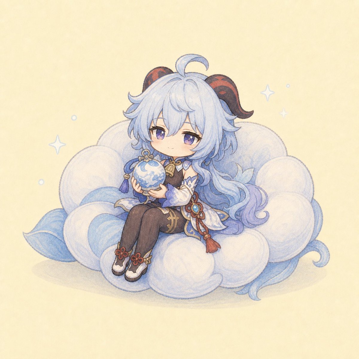 pochime_'s tweet photo. 雲のお花クッションに包まれて、のんびりごきげん。甘雨のふわふわ時間☁️❄️
#原神 #甘雨 https://t.co/nCKzYwuwaE