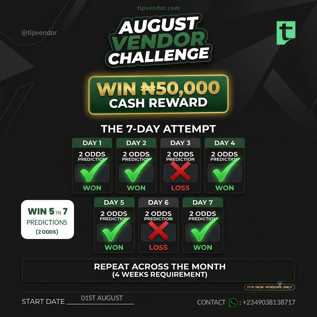 tipvendor's tweet photo. August Vendor Challenge is Live.

Join the wait list now 👇:

https://t.co/DRHCdRCDEO https://t.co/M48HlnibQD