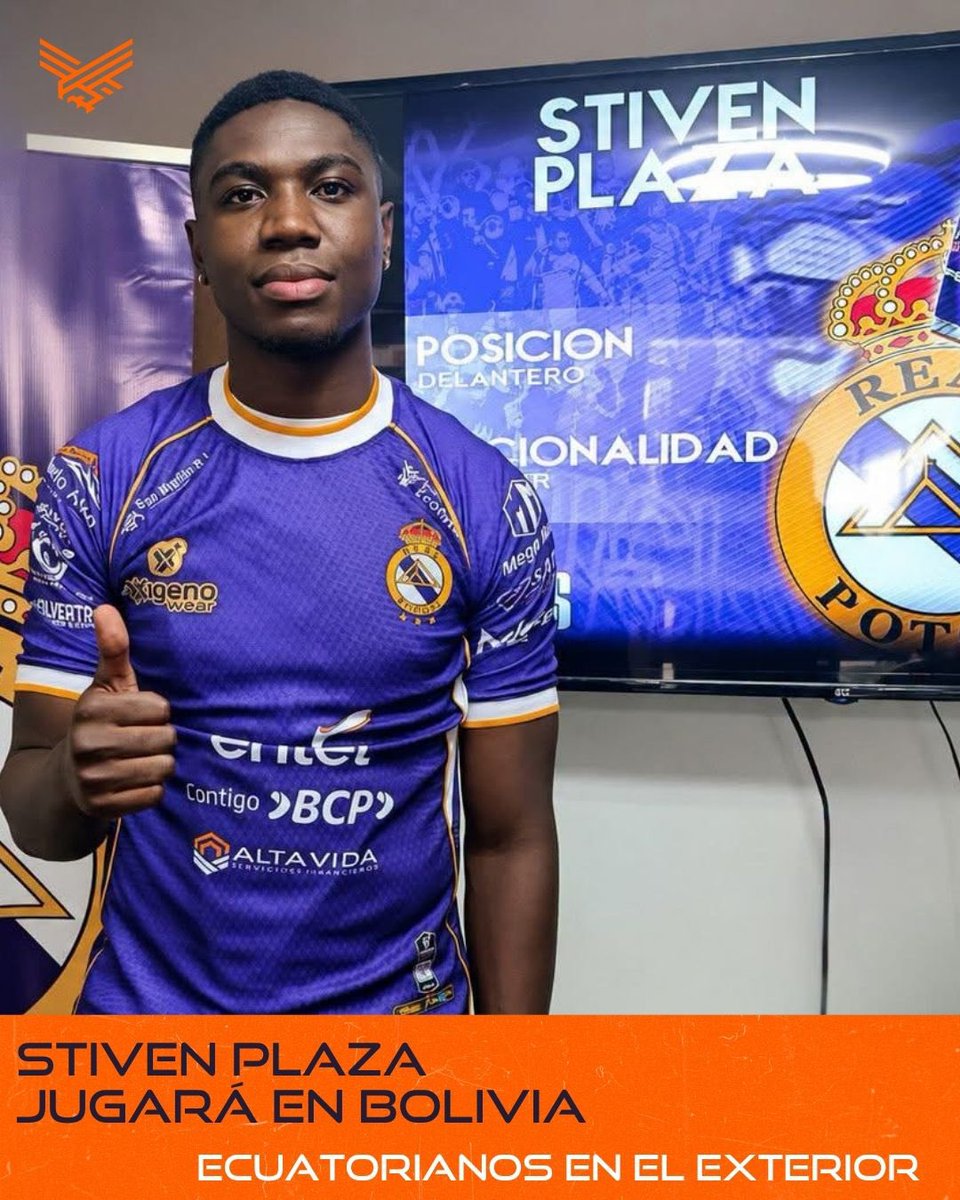 ECUAGOL's tweet photo. 🔥 NUEVA CHANCE PARA QUIÉN FUE LA PROMESA DE GOL DEL FÚTBOL ECUATORIANO

Stiven Plaza es nuevo jugador de Real Potosí de Bolivia 🇧🇴 https://t.co/1e39h4IlAx