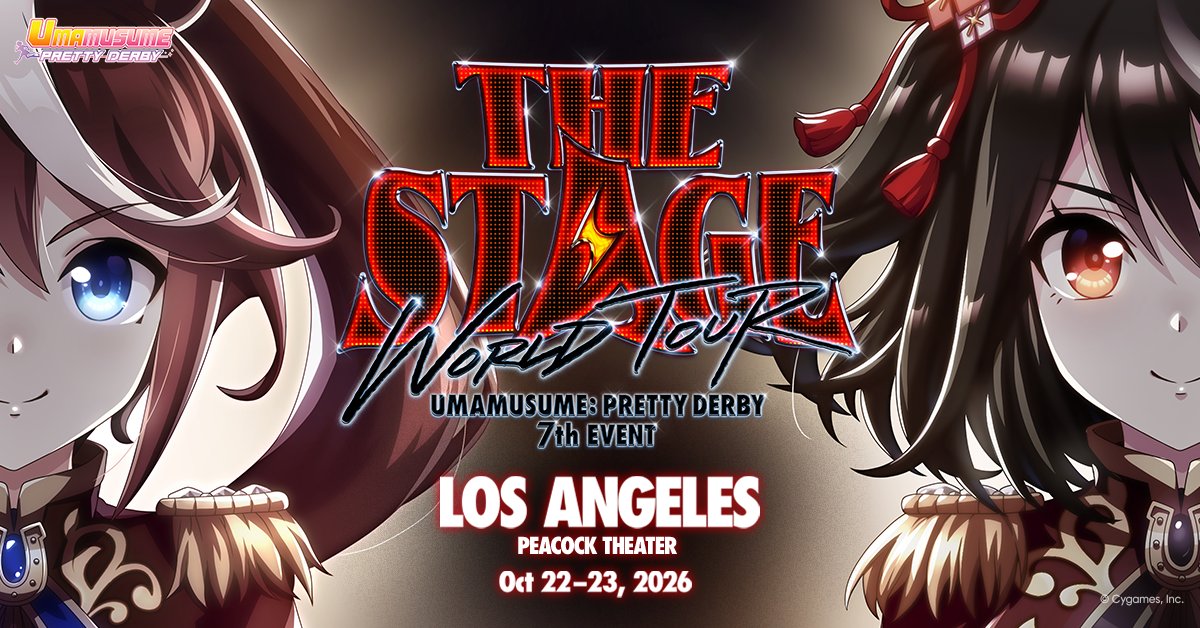 peacock_theater's tweet photo. The wait is over! Tickets for Umamusume: Pretty Derby – 7th EVENT WORLD TOUR: THE STAGE in LOS ANGELES are officially on sale. Don’t miss this spectacular live concert celebrating the music and excitement of the global hit franchise at Peacock Theater on October 22 & 23. Tickets on sale now!
🎟️ https://t.co/6Z1fJuM8kC