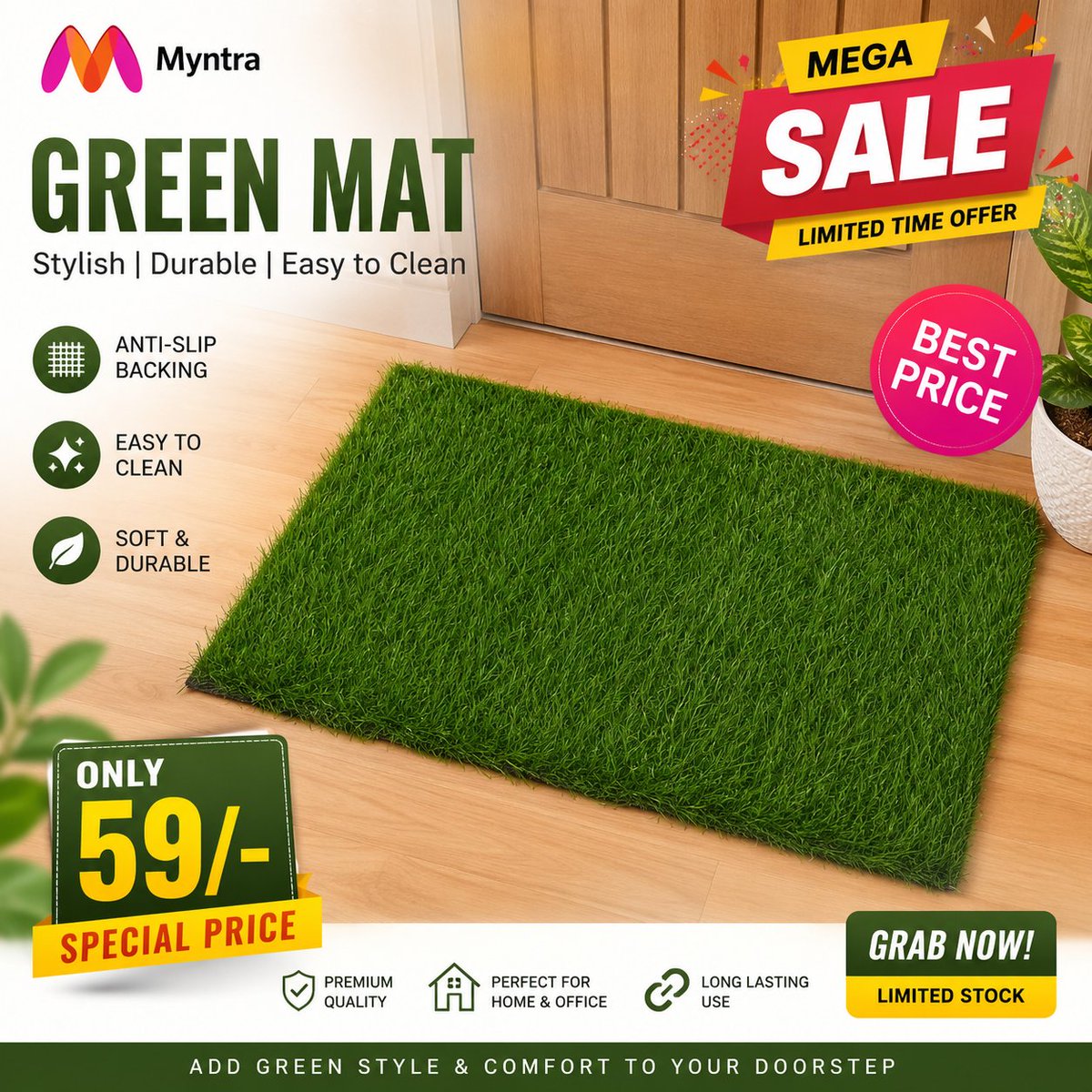 satya52888's tweet photo. Myntra🔗👉 https://t.co/liuPCzb7i1
.
Green grass rubber mat
.
#MyntraFinds #GreenMat #DoorMat #HomeEssentials #HomeDecor #BudgetShopping #BestDeals #SaleAlert #Under99 #AffordableFinds #HomeMakeover #DailyEssentials #SmartShopping #AffiliateFinds #ShopNow @myntra https://t.co/NwLPq8tfEk