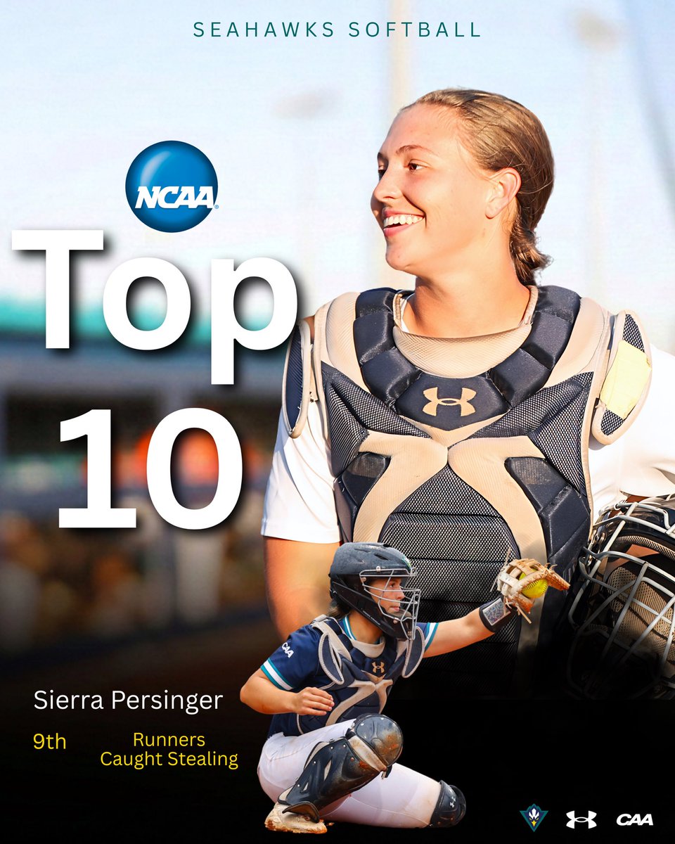 AshleyWadeUNCW's tweet photo. Seahawk Spotlight: @Spersy26 

Sierra Persinger was one of the nation’s best behind the plate, finishing the season ranked 9th in NCAA Division I in runners caught stealing! 💪 https://t.co/ikBABE5ovd