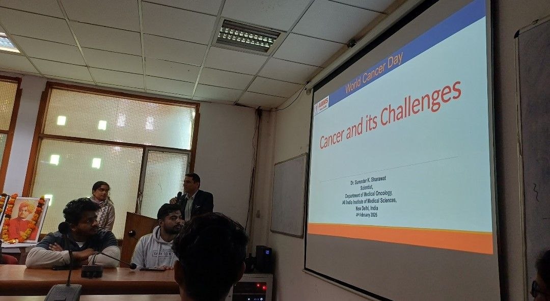IBDCanGenLab's tweet photo. Science Club @JNU_official_50 organized talks on the occasion of World Cancer Day on 4th Feb, 2026. Speakers included @VijayRawatJNU  &amp; Dr. Surender K. Sharawat of @aiims_newdelhi. Students from different depts. attended the insightful session. https://t.co/VYa3INB0Iy