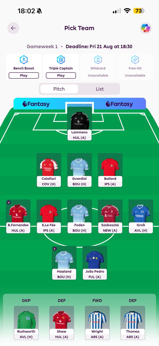 JakeRonalbinho's tweet photo. @FPL__Raptor @FFH_HQ BB2 TC3 FH4 WC6 https://t.co/lwULSrmPZH