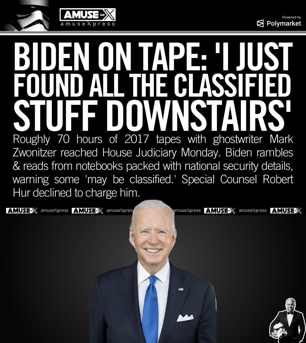 amuse's tweet photo. COVERUP: The DOJ and the Biden White House fought tooth and nail to keep the 70 hours of Mark Zwonitzer recordings buried because the tapes destroy Biden's central defense. On the recordings, Biden can be heard acknowledging that the classified documents and intelligence he was sharing were protected and that disclosing them was illegal, yet he did it anyway. The tapes capture him documenting felony after felony in his own words while explaining that he knew exactly what he was doing. That is why they fought so hard to keep the public from hearing them.
