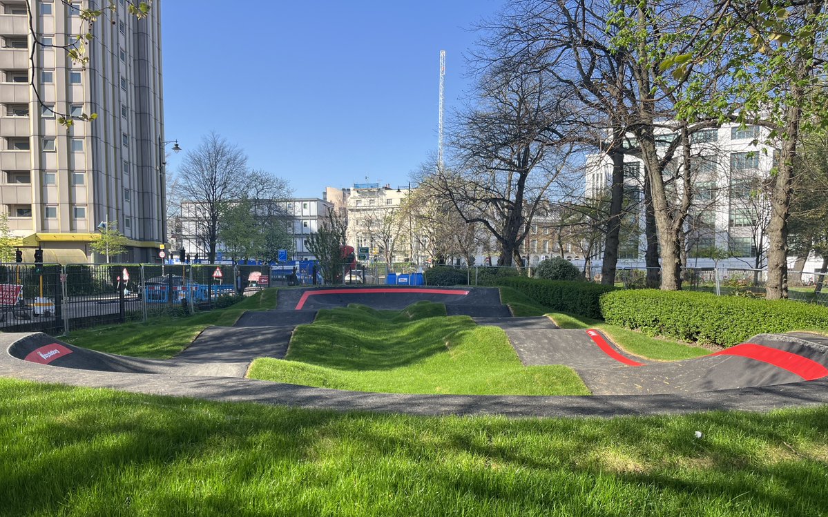CamdenCouncil's tweet photo. This summer, why not check out the new Harrington Square Gardens Pump Track.

It’s perfect for BMX bikes, skateboards, scooters and rollerblades. The track is designed for beginners and includes berms, jumps and rollers.

Find out more: https://t.co/9y3DPgZJTB
#LoveParksWeek https://t.co/151ZiR5u0e
