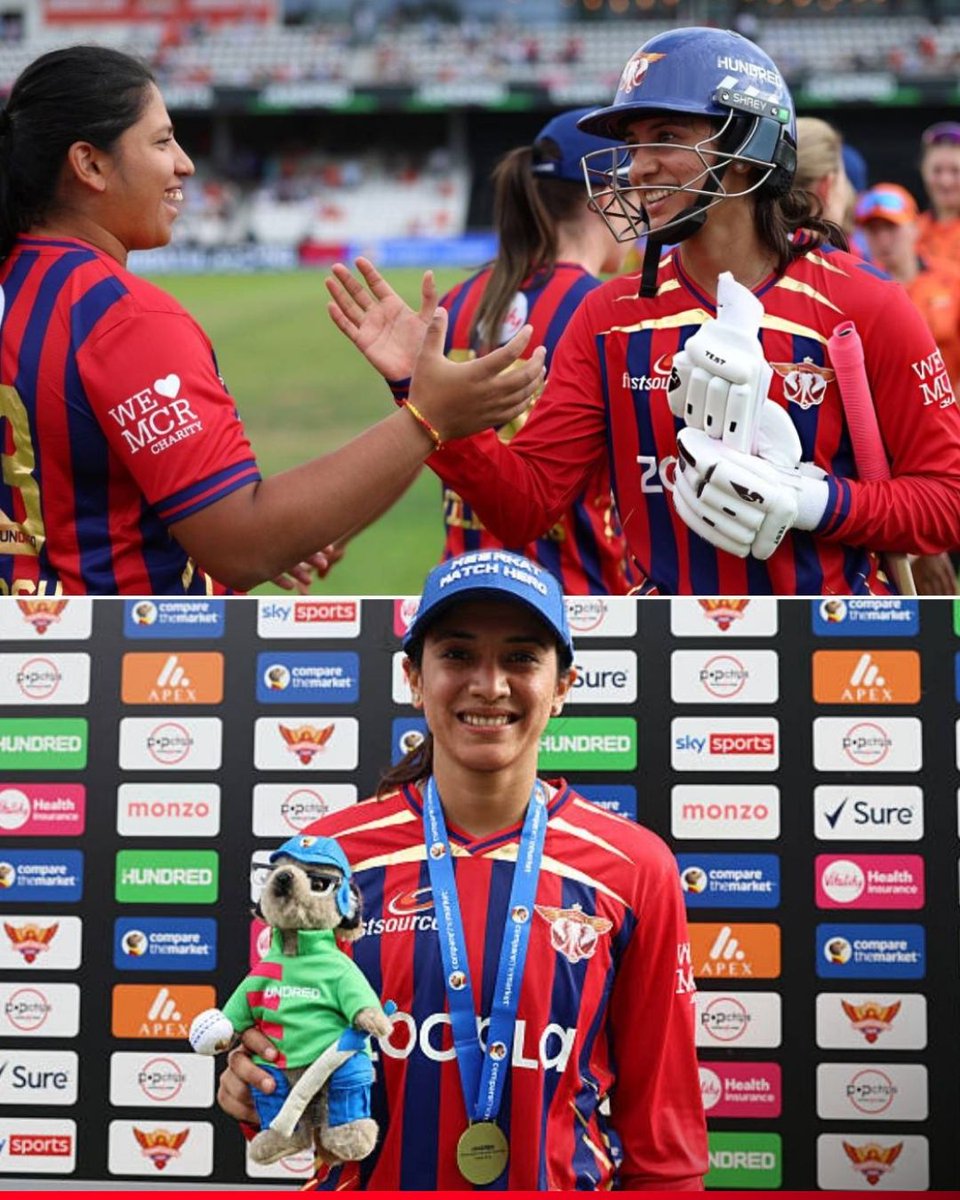 sportstarweb's tweet photo. Smriti Mandhana registered her highest score in The Hundred with an unbeaten 88(50), guiding Manchester Super Giants to a win over Sunrisers Leeds 🙌

🏅 She was named Player of the Match.

📸: Getty Images 

#TheHundred #SmritiMandhana https://t.co/vklgC2oxGm