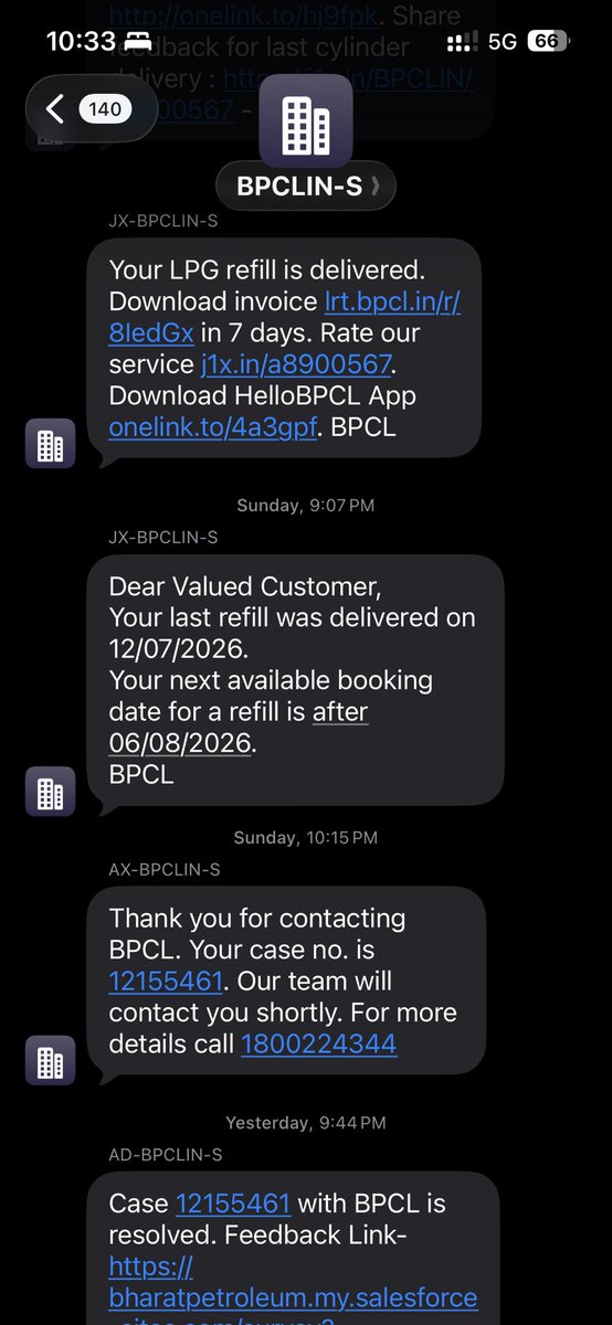 iamranjannayak's tweet photo. I have joint family of 7 , my gas goes around 17-22 days &amp; I book immediately last month it was delayed booking and now wish to book another but it is not allowing . Also raised a complaint abt it but without solutions they have closed it ⁦@BPCLLPG⁩ ⁦@OfficeofHSP⁩ https://t.co/w941YwEqCM