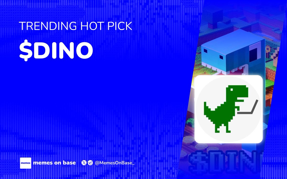 MemesOnBase_'s tweet photo. Trending Hot Pick

$DINO — Trending Hot Pick right now

Why?

– Currently ranks among the highest-volume memecoins on Base

– Gaining strong attention despite not being one of the established blue-chip memes

– Building momentum as traders rotate into fresh narratives

– One of the standout tokens to watch in today’s Base meme ecosystem

A fresh narrative with growing momentum on $DINO.

Who’s holding $DINO today?