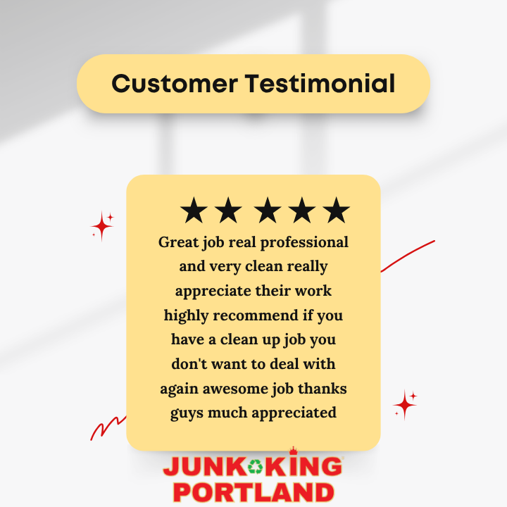 PortlandJunk's tweet photo. ⭐⭐⭐⭐⭐ "Great job real professional and very clean... highly recommend if you have a clean up job you don't want to deal with."

Dreading a cleanup? Leave it to us! 💪♻️

FREE estimates 📞

#TestimonialTuesday #JunkRemoval #PortlandOR https://t.co/Gs2d2iDwnr