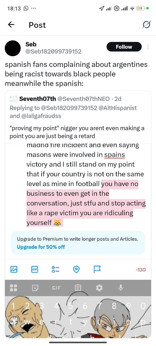Seventh07thNEO's tweet photo. Nice try im black, so I can still say the word, shut yo faggot ass up and continue jerking off to fictional kids like your people do 😹😹 https://t.co/bGsqY5PEtA