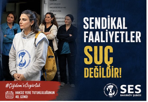 sesbakirkoysube's tweet photo. Sendikal faaliyet ve kadın mücadelesi suç değildir. 
Çiğdem Yıldırım 40 gündür haksız yere tutuklu. 

Hukuksuzluğa sessiz kalmıyoruz! 

#ÇiğdemeÖzgürlük” https://t.co/cY68pWxD5b