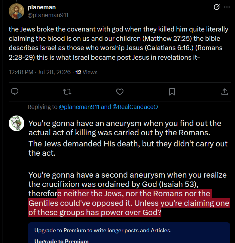 Bubbazlitoz's tweet photo. @planeman911 @RealCandaceO Im so tired of false Christians quoting the Bible without having Old Testament understanding. https://t.co/OeS3O0uQnR