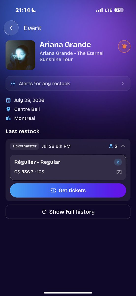 livitappp's tweet photo. Around 200 seats drop for Ariana Grande show tonight in Montreal https://t.co/ERZGV2BZwB