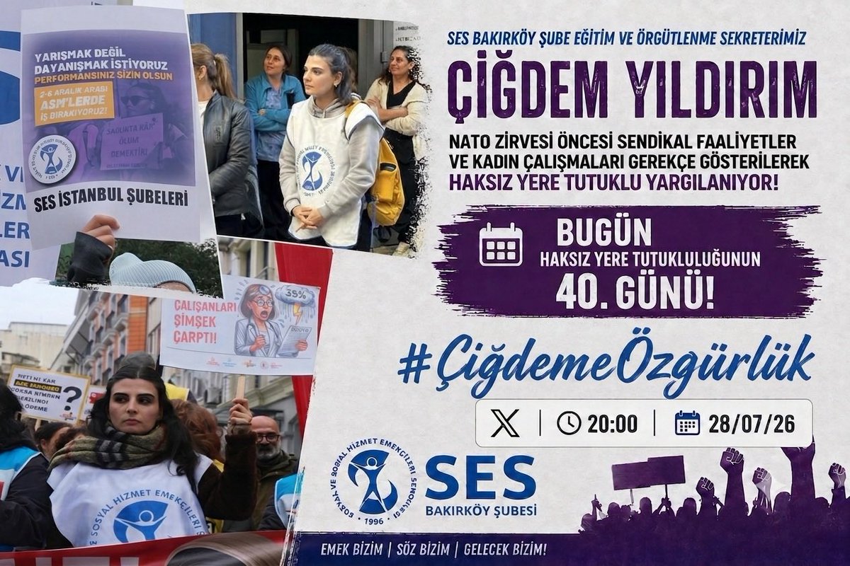 SavasKocyigit's tweet photo. Haklarımızı, emeğimizi ve geleceğimizi savunmak suç değildir. Çiğdem Yıldırım’a yönelen hukuksuzluk, tüm emekçilere ve kadın mücadelesine verilmek istenen bir gözdağıdır. 

Boyun eğmiyoruz, susmuyoruz!

#ÇiğdemeÖzgürlük https://t.co/DtjXYsZGOE