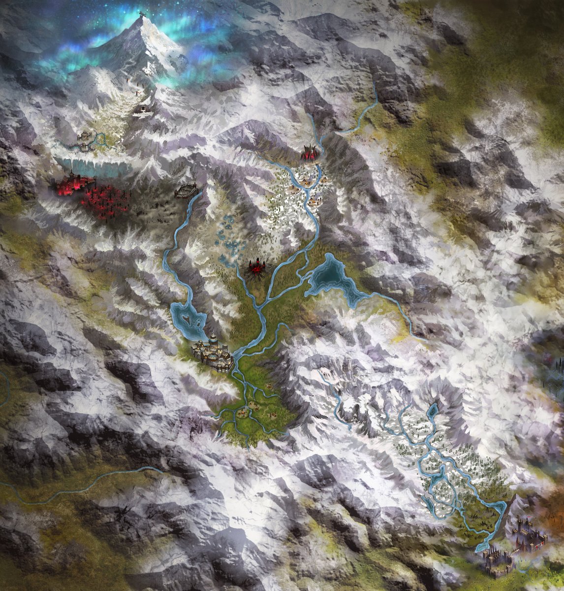 GrimDawn's tweet photo. The land of Asterkarn is a harsh landscape full of snowy peaks and treacherous valleys. How much of the map have you uncovered so far? https://t.co/wANuU9UWdb