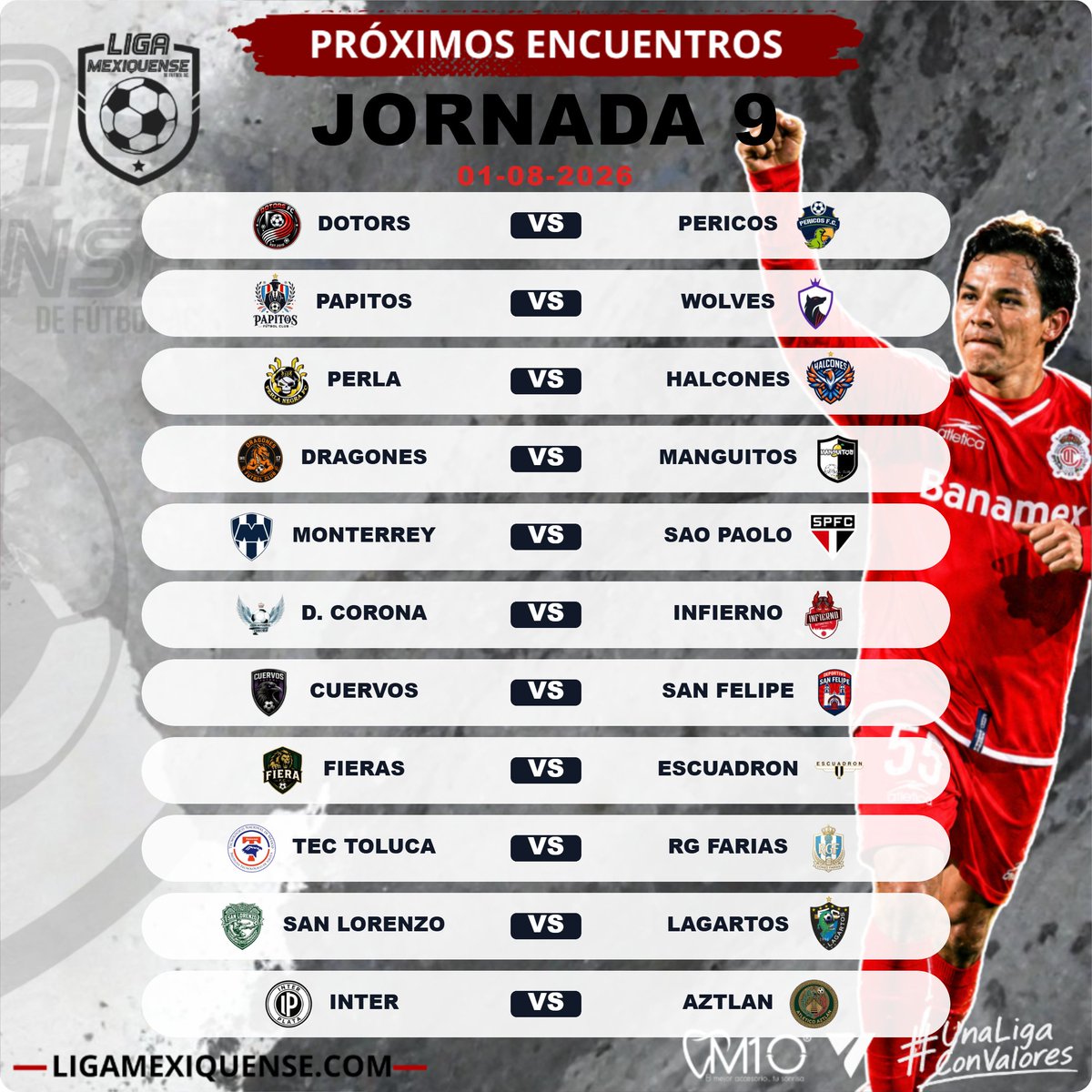 LigaMexiquense's tweet photo. 🔥⚽ ¡La Jornada 8 llegó a su fin y la competencia está más cerrada que nunca!

👀 La próxima jornada promete grandes duelos y mucho en juego. ¿Quién sumará tres puntos importantes y quién dará la sorpresa?

#LigaMexiquense #UnaLigaConValores  ⚽🏆 https://t.co/516Ue4v2LI