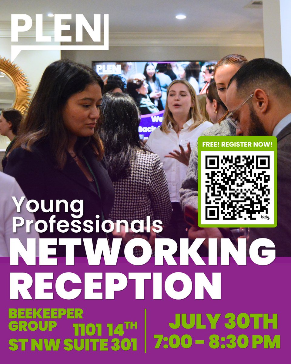 PLENNetwork's tweet photo. This Thursday, join us for a FREE networking reception to celebrate the final session of our Young Professionals Bootcamp! Come grab some snacks and meet our incredible students. Reserve your spot at 🔗 in bio https://t.co/jZUnFU7VWG