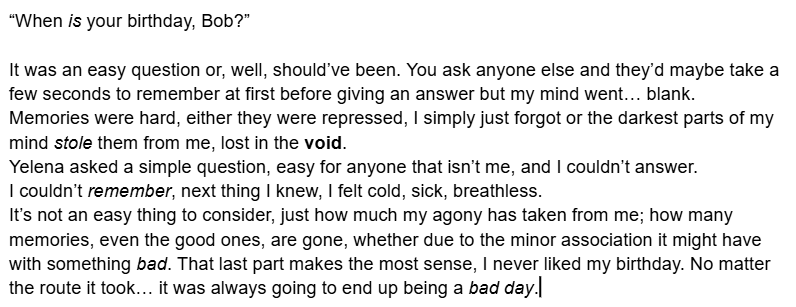 LokiOfDragon's tweet photo. #SENTRYWEEK26 Day 2: Bad Day
Bob now suffers from my corny ass pov writing.
I tried. https://t.co/I0shCYSciQ