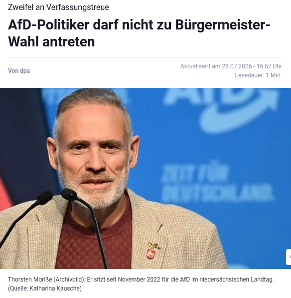 PeterBorbe's tweet photo. Der Nächste: Diesmal geht es um die Wahlen zum Oberbürgermeister in #Wilhelmshaven. Der AfD-Politiker Thorsten Moriße darf nicht auf den Wahlzettel, der Wahlausschuss hat ihn einstimmig ausgeschlossen.
Das Ganze erreicht mittlerweile ein Ausmaß, dass man vielleicht mal Trump, Vance und Rubio informieren sollte. Es dürfte die interessieren, wenn die Demokratie in Deutschland abgeschafft wird!
https://t.co/MYYnrQSXM2