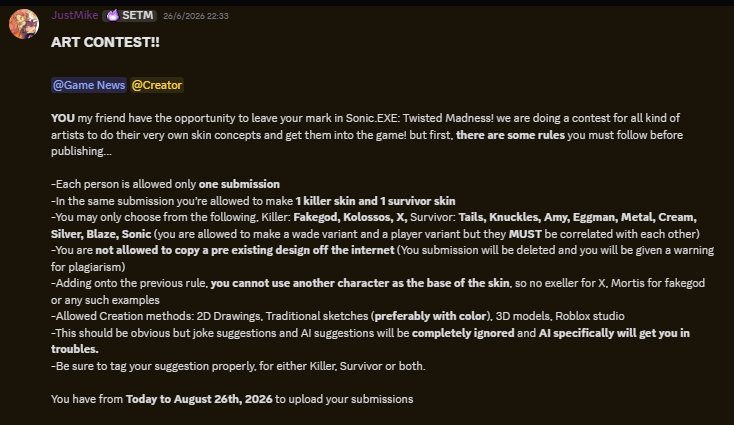 TwistedMadnessR's tweet photo. For those that are unaware.

In the discord server we have a currently ongoing skin contest, with a maximum of 10 winners (or less depending on how many skins are submitted.)

Use #Gluiisachud with your art on twitter if discord is not an option.

Read the rules in the image. https://t.co/ikjHhysc4Q