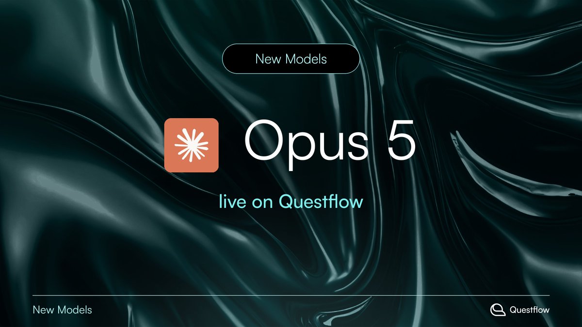 questflow's tweet photo. Claude Opus 5 is now live on Questflow.

It is built for high-context, multi-step decision work: tracking changing market conditions, identifying the variables that matter, and connecting research, judgment, tool use, and execution into one continuous process.

With Questflow Harness, Opus 5 does more than generate analysis. It can operate across live data, structured workflows, and risk constraints to turn reasoning into action.

Try Opus 5 on Questflow 👇
https://t.co/cjJxLxWtE3