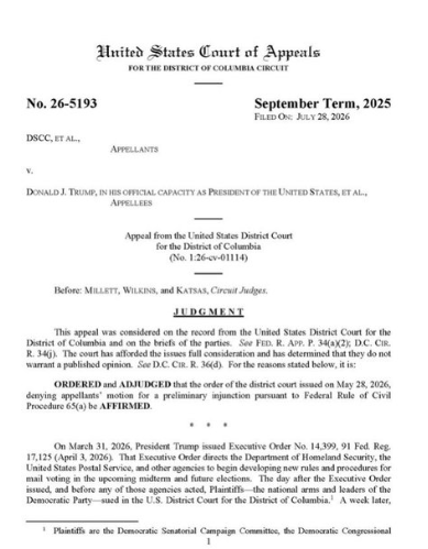 GuntherEagleman's tweet photo. 🚨 BOOOM! BIG WIN FOR ELECTION INTEGRITY!

The D.C. Circuit Court of Appeals just AFFIRMED the denial of Democrats’ attempt to block President Trump’s executive order on mail-in voting rules.

The left sued the day after the order dropped. They lost at the district court. 

They just lost again on appeal.

The order stands.

Secure elections move forward.