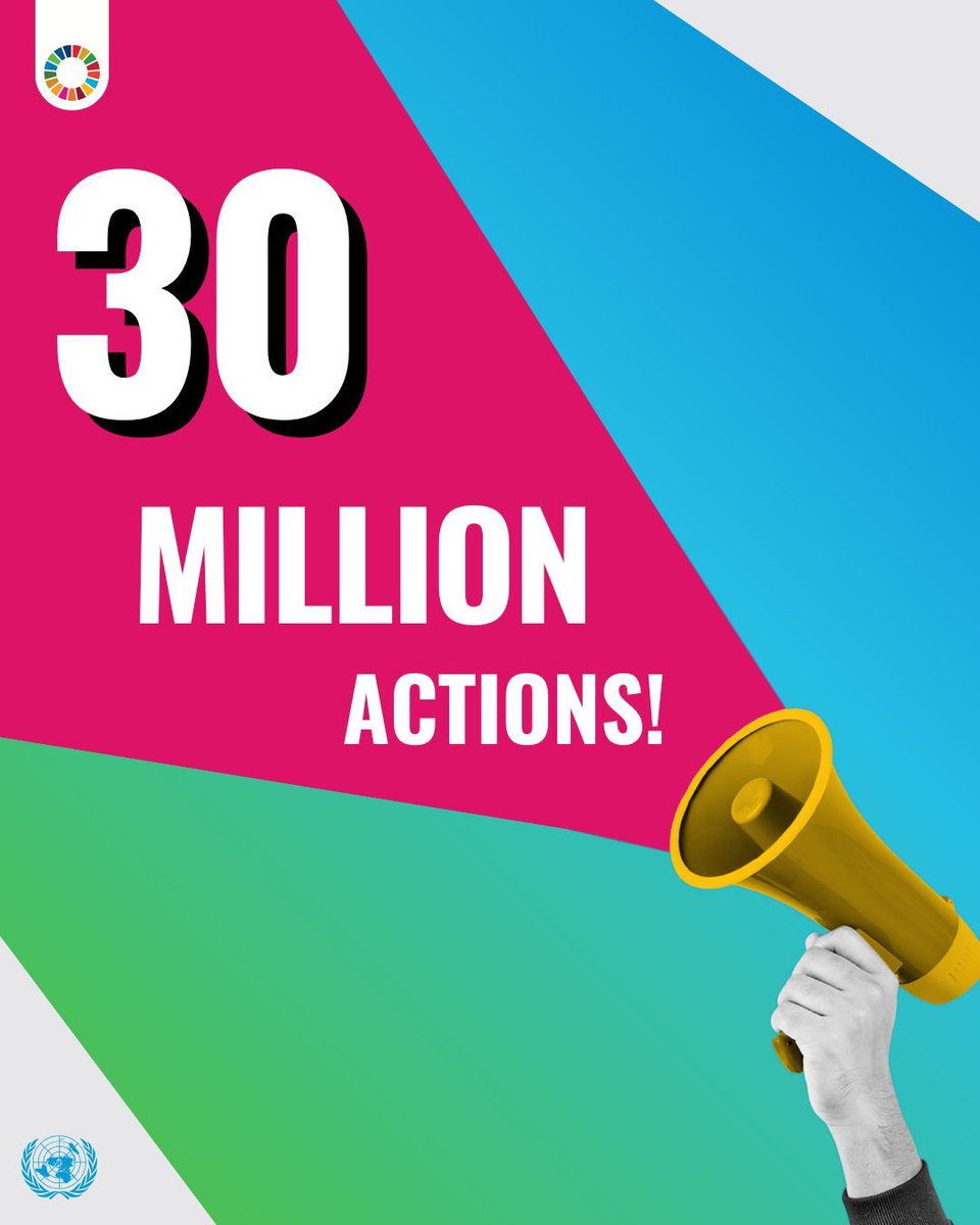 GlobalGoalsUN's tweet photo. Today we're celebrating an incredible milestone:
🎉 30 MILLION ACTIONS 🎉
Millions of people around the world are showing that change starts with everyday choices.
The #GlobalGoals are a blueprint for a better world.
Join the #ActNow movement: https://t.co/NOuoy6inS7 https://t.co/Un7ElneUNh