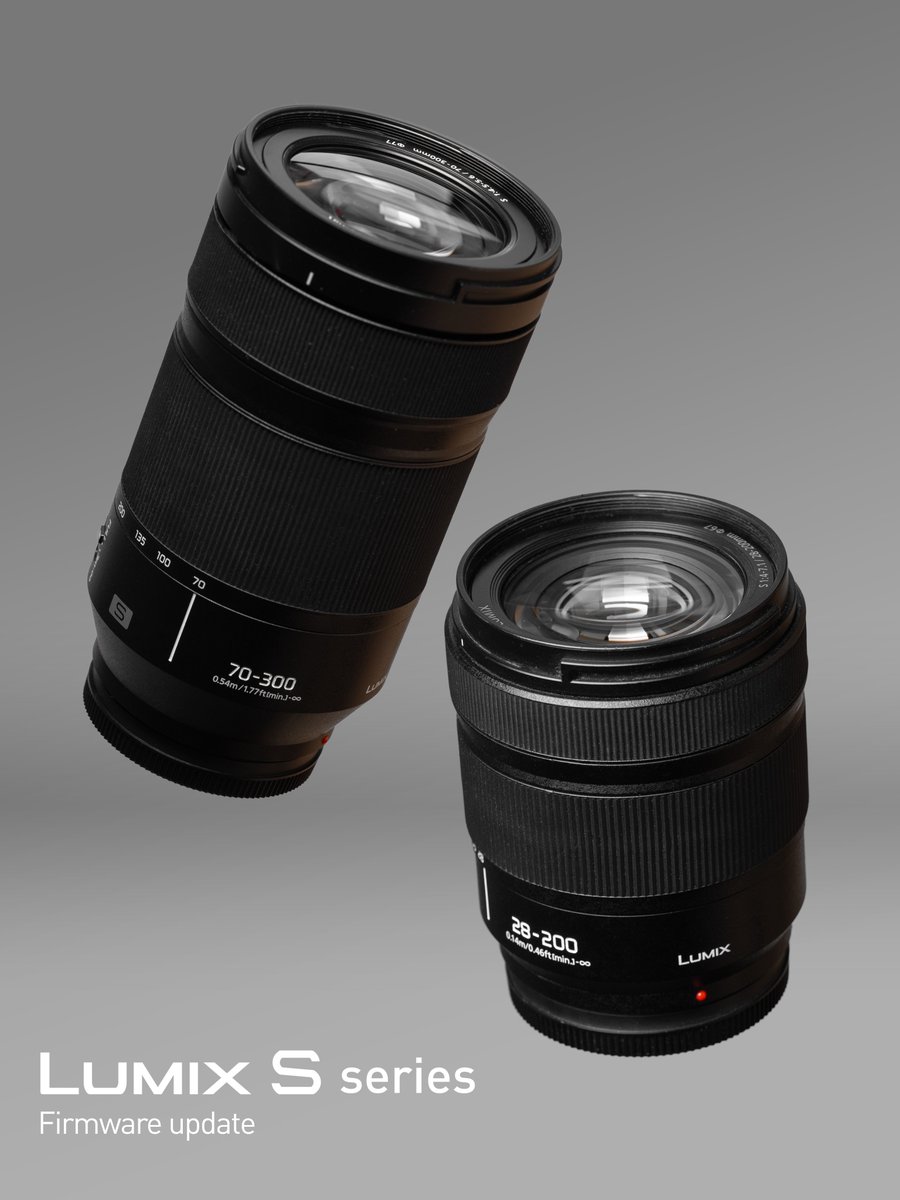 LUMIX_Japan's tweet photo. ＼ファームウェアアップデート情報／​
Sシリーズ交換レンズ【S-R1428/S-R1840/S-R28200/S-R70300】​のファームウェアアップデートを本日公開いたします。​​

本アップデートにより、​​
①フォーカスリングのコントロールリング化​​
②フォーカスリングの回転方向設定​​
に対応します。​​

ぜひ、ご活用ください！​​

#レンズ​​
#交換レンズ ​​
#Sシリーズ​
#LUMIX​​
#LUMIXJAPAN​​
#ファームウェアアップデート