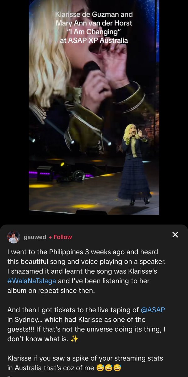 ryuok411's tweet photo. Ang wholesome nung mga ganitong post about klang. 

Not about her comedic self but about the singer/performer klarisse 🥹 https://t.co/nXRqkxoFDN