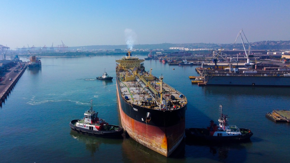 TransnetNPA's tweet photo. @TransnetNPA has successfully docked the 228-metre Marshall Islands-flagged crude oil tanker Troy at the Port of Durban’s historic Prince Edward Graving Dock, the first vessel of this size to utilise the ship repair facility in more than a decade, underscoring the facility’s enhanced capabilities

The successful docking showcases the dock's enhanced capacity following ongoing infrastructure upgrades and reinforces its role as one of Africa's key ship repair facilities.

Over the next 10 days, the vessel will undergo essential maintenance and statutory inspections, supporting specialised maritime skills, creating jobs and generating opportunities across the local ship repair value chain.

Click here to read more : https://t.co/fpaQRz7dDX