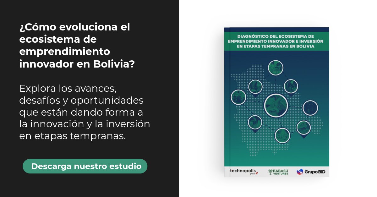 IDB_Lab's tweet photo. Comenzamos con #Bolivia🇧🇴 

¿Cómo evoluciona un eosistema de emprendimiento en un contexto económico desafiante?
 
Nuestro nuevo diagnóstico analiza el #Ecosistema de #Emprendimiento innovador e #Inversión en etapas tempranas en Bolivia, identificando avances, brechas y oportunidades para fortalecer su crecimiento.
 
Descárgalo aquí 🔗 https://t.co/vEbfHBURPz