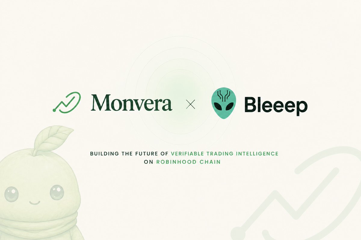 monvera_best's tweet photo. Monvera × @bleeep_xyz 🤝

Verifiable trading intelligence meets AI-powered investing.

Together, we are building a more transparent future for onchain finance. https://t.co/8HihIKa2Na
