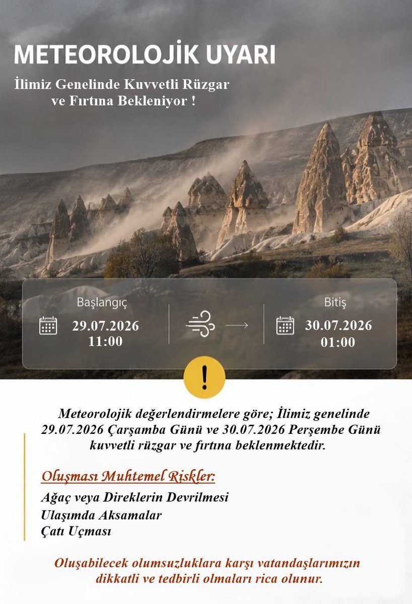 TCAvanos's tweet photo. 🌬️ Kuvvetli Rüzgâr ve Fırtına Uyarısı ⚠️ https://t.co/g6WHhr8joT