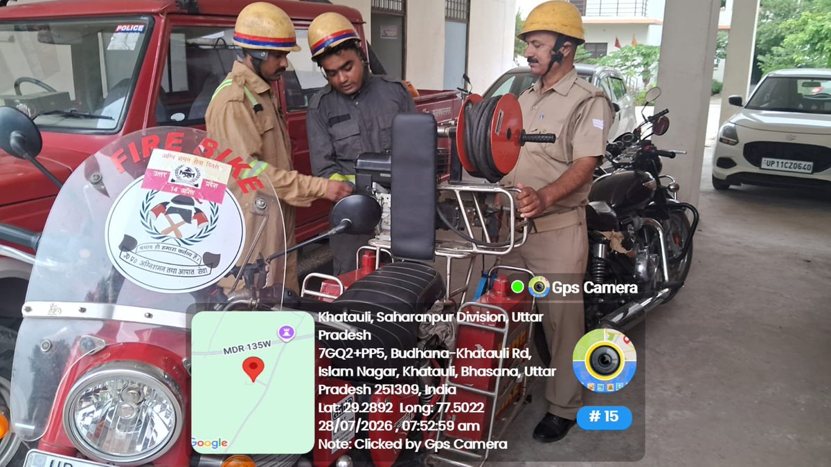 muzaffarnagfire's tweet photo. अग्निशमन तथा आपात सेवा जनपद  मुजफ्फरनगर में  दिनांक 28.07.2026 को समस्त फायर स्टेशनों पर सप्ताहिक फायर मॉक ड्रिल कराई गई व फायर/रेस्क्यू उपकरणों के रख-रखाव एवं संचालन का अभ्यास कराया गया https://t.co/j6ZUtjg5xd
