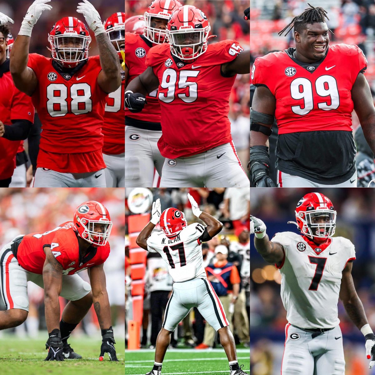 gxrrettgsn's tweet photo. Six leaders from Georgia’s historic 2021 defense signed new NFL contracts this offseason:

• Jalen Carter: 4 years, $152M ($106M guaranteed) with the Eagles.
• Travon Walker: 4 years, $110M ($77M guaranteed) with the Jaguars.
• Jordan Davis: 3 years, $78M ($65M guaranteed) with the Eagles.
• Devonte Wyatt: 3 years, $57M ($20M guaranteed) with the Packers.
• Nakobe Dean: 3 years, $36M ($20M guaranteed) with the Raiders.
• Quay Walker: 3 years, $40.5M ($28M guaranteed) with the Raiders.

One of the most talented defenses in college football history.