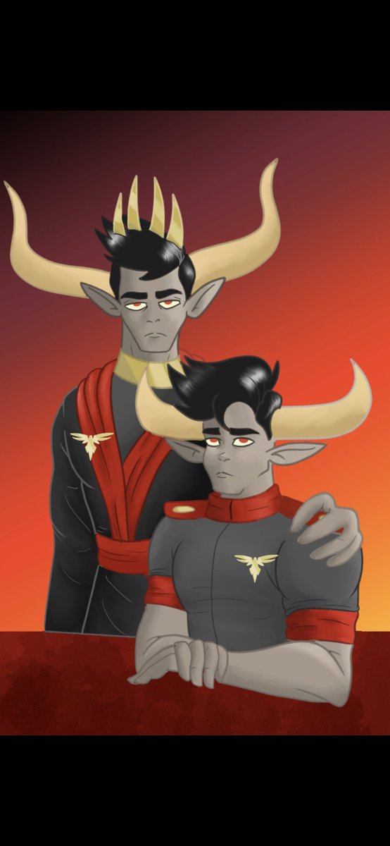 DangitMase's tweet photo. I'm here to yap about these two- King Vyndaar Sanguinem III of Voeria, and his young brother, Prince Leugenaar Sanguinem, Warlord. They are the most magically powerful family in Voeria, as their lineage derives from a literal fire God. Also, I adore them 💖
#digitalart #webtoon https://t.co/op65JpIyxy