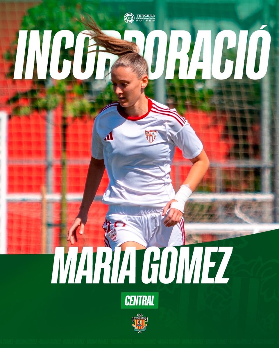 FundacioUEC's tweet photo. INCORPORACIÓ! 💚

🗂️ Temporada 2026 • 2027
📌 𝐓𝐄𝐑𝐂𝐄𝐑𝐀 𝐑𝐅𝐄𝐅 

🆕 María Gómez, defensa central procedent del @SevillaFC_Fem, s’incorpora al Primer Equip femení! 

#FundacióUEC #Ambelverdalcor 💚 https://t.co/5QqF1uYMz3